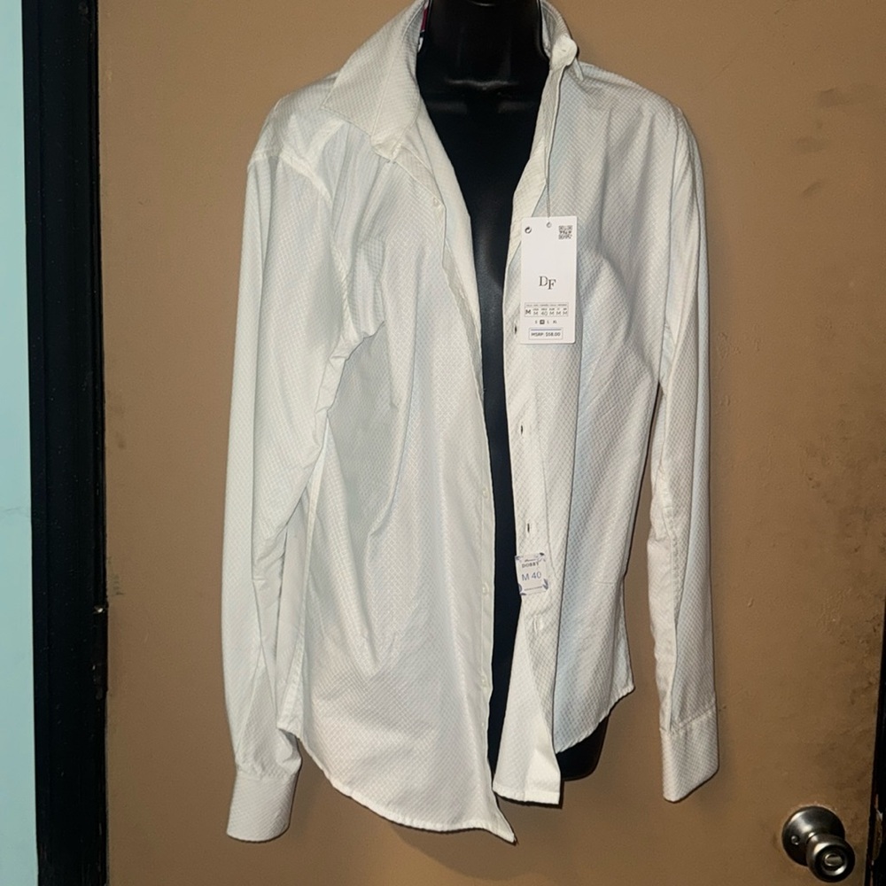 BNWT Denim & Flower patterned white dress shirt